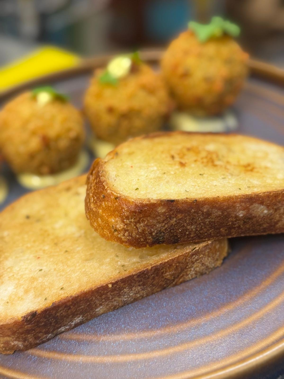 Toast with croquettes