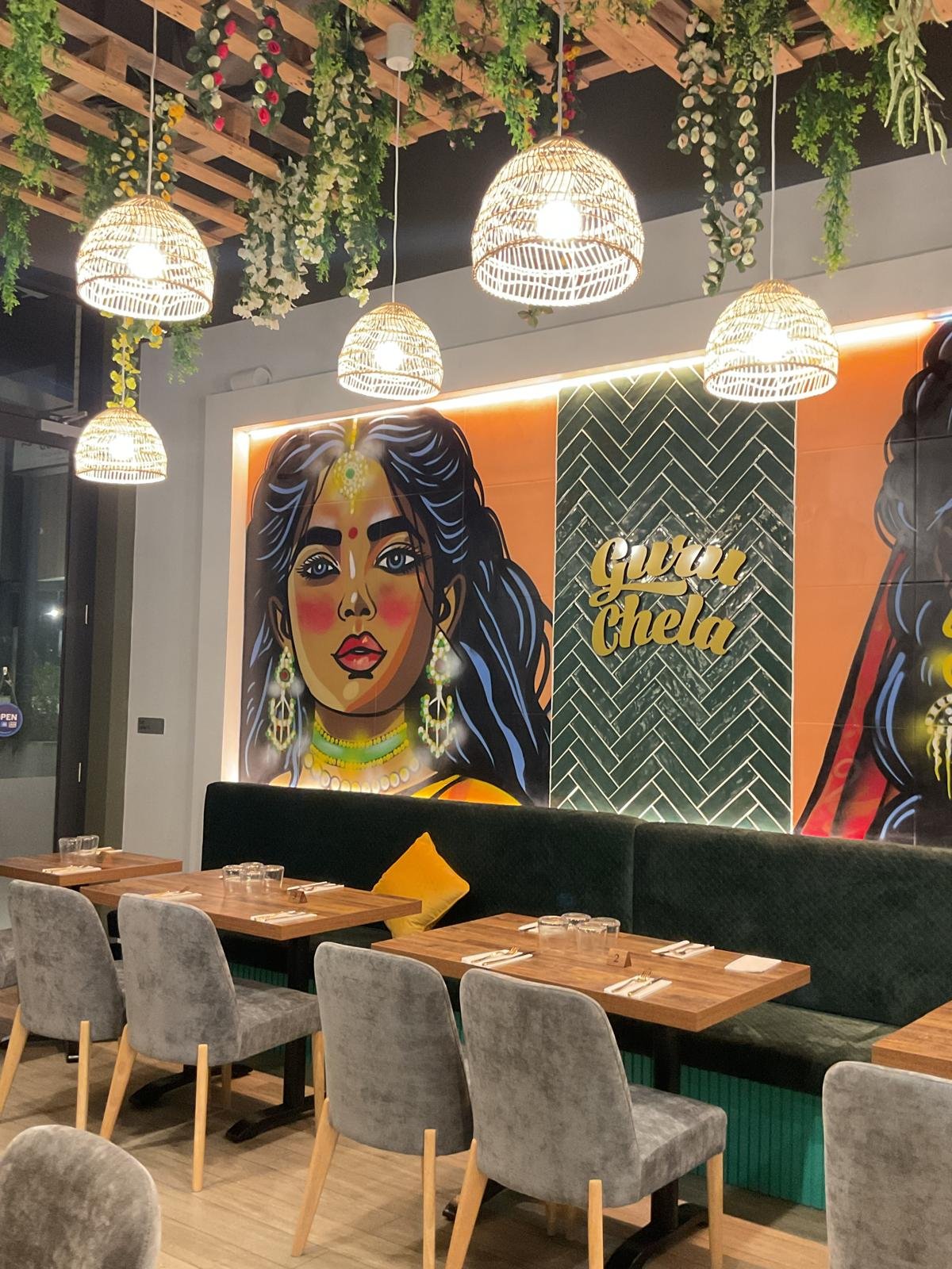 Guru Chela dining wall art and seating